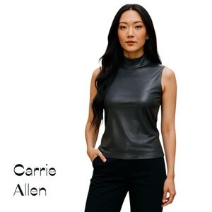 Carrie Allen Silver Sleeveless Mock Turtleneck Top Size L